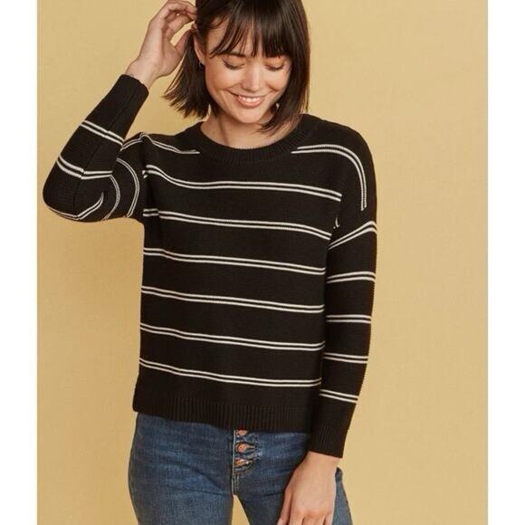 Marine Layer Sweaters - Marine Layer NWT Nina Crewneck Knit Sweater S Black Outmeal $125